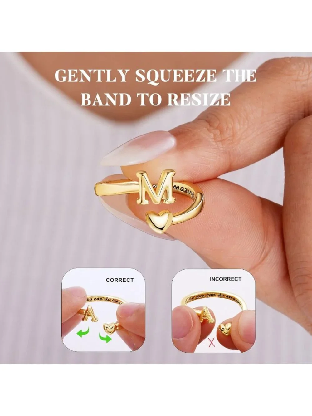 Trendy Initial Heart Rings for Teen Girls & Kids - Perfect Gift Idea!